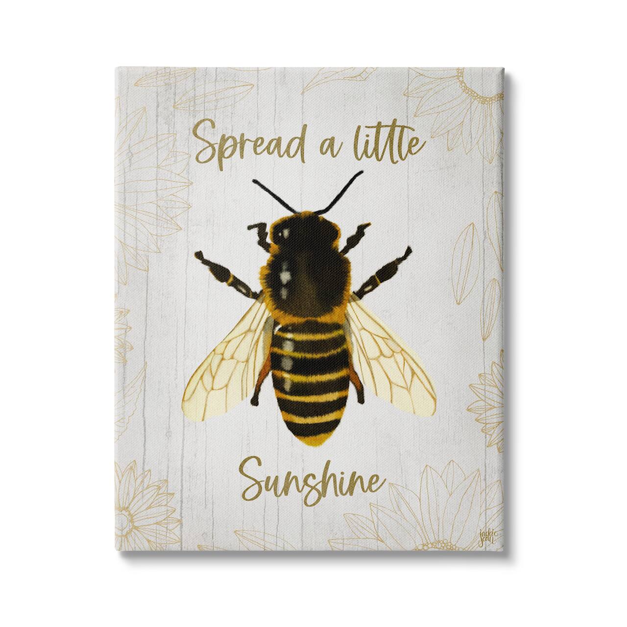 Stupell Industries Spread a Little Sunshine Phrase Country Bumble Bee Canvas Wall Art